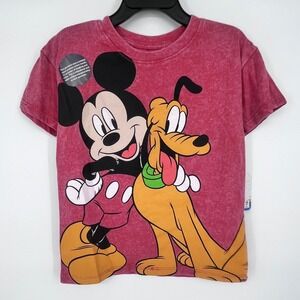 NWT Disney Mickey Mouse Pluto Graphic T-Shirt Toddler 4T Mineral Red Acid Wash
